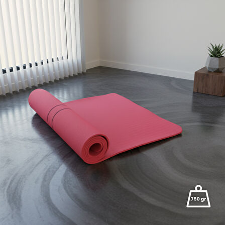 Rebuwo Çift Çizgi Tasarımlı Armonia Collection Yoga Pilates Matı 6mm Kaymaz Hafif Taşınabilir - Bordo